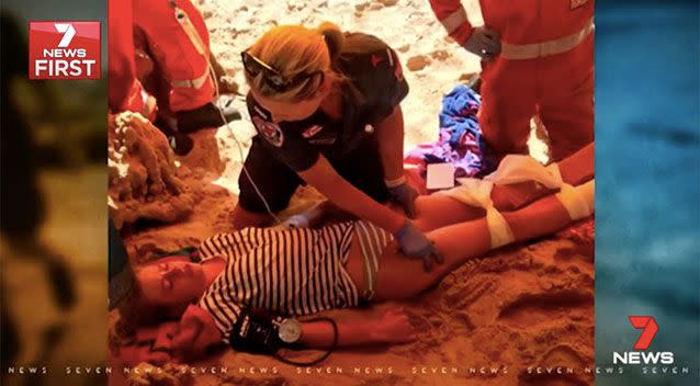 Blairgowrie Beach turned into a triage unit. Source: 7 News