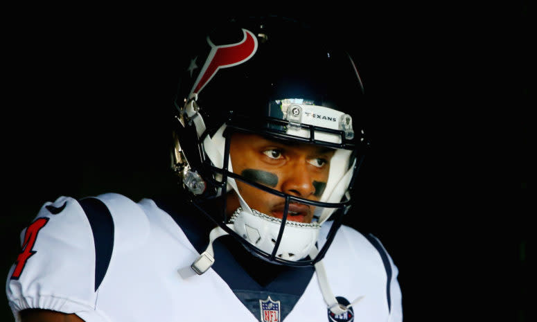 A closeup of Houston Texans QB Deshaun Watson.