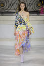 <p><i>Colorful floral one-shoulder dress from the SS18 Peter Pilotto collection. (Photo: IMAXtree) </i></p>