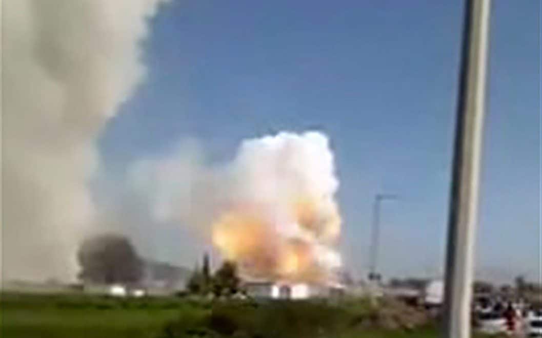 TV grab of the second explosion at a firework warehouse in Tultepec, central Mexico - AFP