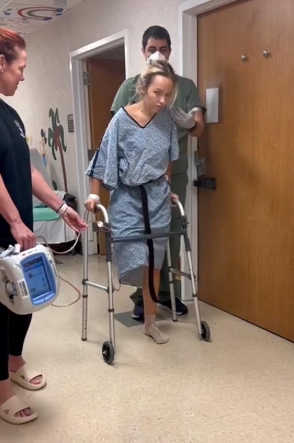 Teen Cheerleader Who Survived Shark Attack Takes First Steps After Getting Leg Amputated