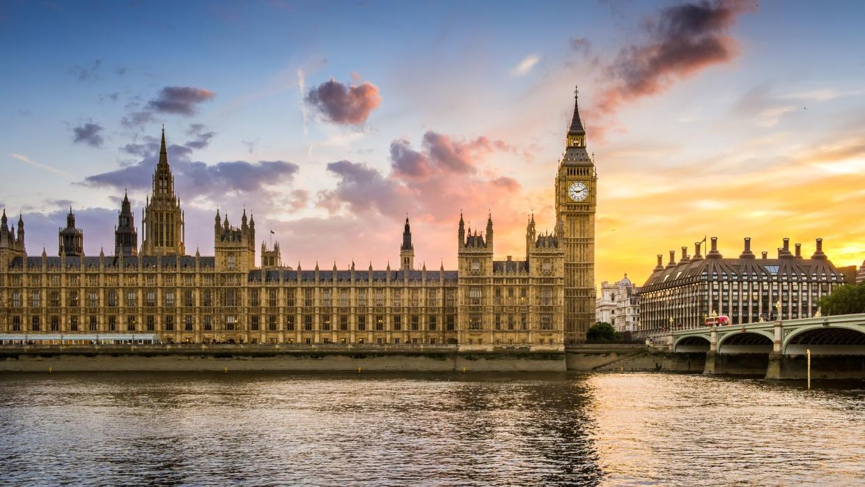 View of Big Ben and London skyline on summer's morning