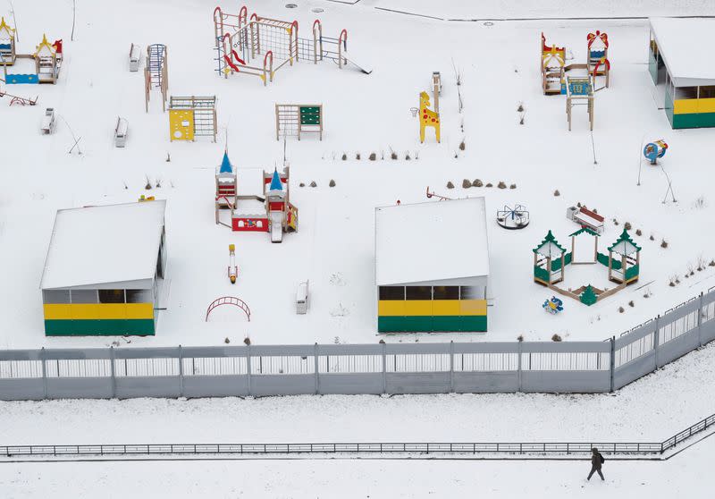 A view shows the closed kindergarten in Saint Petersburg