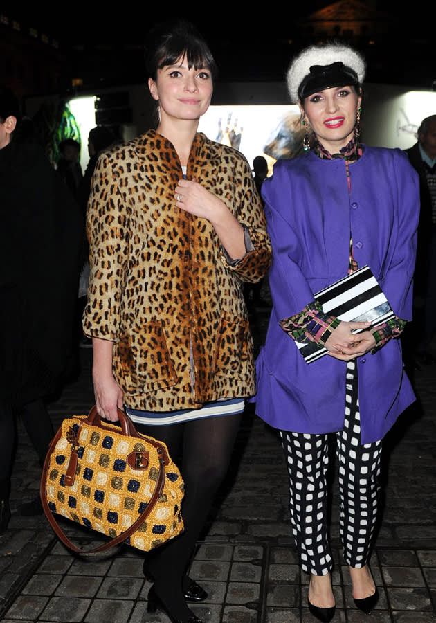 Gizzi Erskine and Grace Woodward go for animal print, colour pop and monochrome looks at LFW AW13  ©Rex