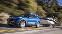 This photo provided by Ford shows the 2020 Ford Explorer with a maximum towing capacity of 5,600 pounds. (Courtesy of Ford Motor Co. via AP)