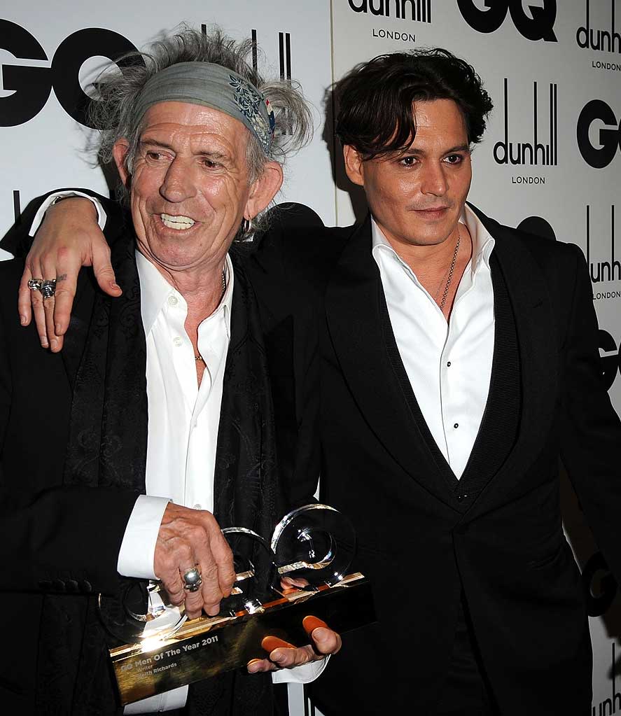 An unusually clean shaven Johnny Depp and Rolling Stones guitarist Keith Richards buddied up on the red carpet. And for those debating whether to spend the money on a master's degree in creative writing, you might want to note that Richards was the one who walked away with the night's Writer award for his memoir! Eamonn McCormack/<a href="http://www.wireimage.com" rel="nofollow noopener" target="_blank" data-ylk="slk:WireImage.com;elm:context_link;itc:0;sec:content-canvas" class="link ">WireImage.com</a> - September 6, 2011