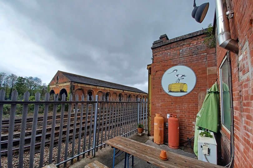 Exeter Brewery's Tap Room outdoor former platform drinking area