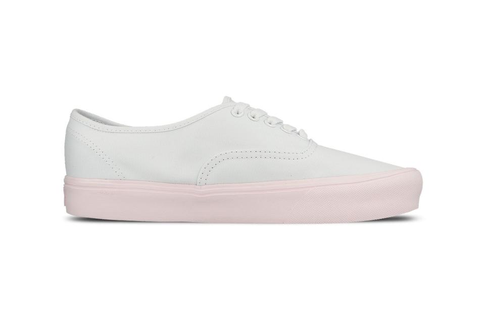 <p><a rel="nofollow noopener" href="http://www.schuh.co.uk/womens/vans-authentic-lite-white-and-pink-trainers/1974362370/?gclid=CKTSxKzeo9MCFUu3GwodfuMA0g" target="_blank" data-ylk="slk:Schuh, £55" class="link "><i>Schuh, £55</i></a> </p>
