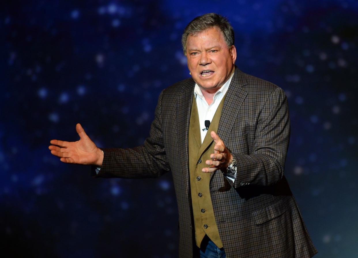 Actor William Shatner performs during his one-man show, "Shatner's World: We Just Live In It" at the MGM Grand Hotel/Casino on June 19, 2014 in as Vegas, Nevada.