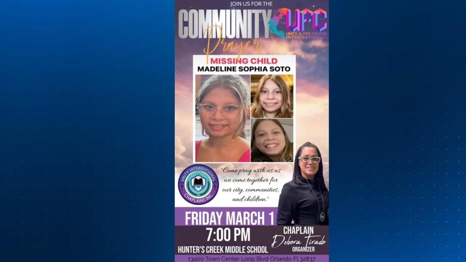 Members of the community will gather to pray for 13-year-old Madeline Soto.
