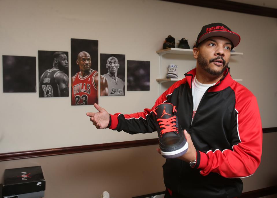 Sneakers designed for NBA stars have become collectibles, and Jonathan Ranson has opened RansomRetros on Cleveland Avenue NW in Canton as a consignment and restoration store for the shoes.