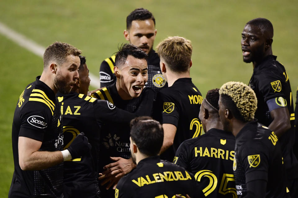 COLUMBUS, OHIO - DECEMBER 12: Lucas Zelarayan #10 of Columbus Crew celebrates his goal in the first half during the MLS Cup Final against the Seattle Sounders at MAPFRE Stadium on December 12, 2020 in Columbus, Ohio. (Photo by Emilee Chinn/Getty Images)