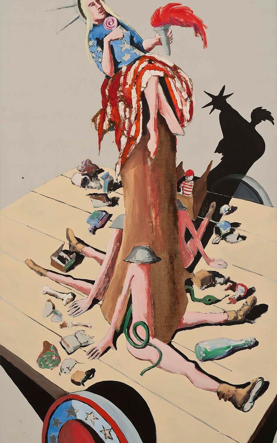 Benny Andrews,  Liberty #6 (Study for Trash), 1971, oil on canvas with painted fabric collage - Licensed by VAGA, New York, NY /Courtesy of Michael Rosenfeld Gallery LLC, New York, NY  