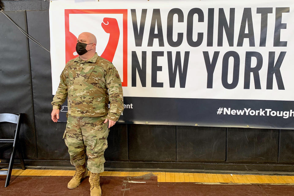 Air Force Reserve Col. Brian Biggs at the community vaccination center at Medgar Evers College in Brooklyn, N.Y. (SrA Alexander G. Obaugh)