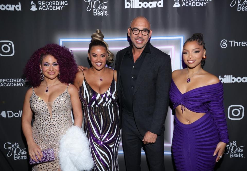 LOS ANGELES, CALIFORNIA - NOVEMBER 04: (L-R) Tiffany Miranda, Whitney Taber, Harvey Mason Jr. and Chloe Bailey attend Girls Make Beats Inaugural Fundraiser Gala at Avalon Hollywood & Bardot on November 04, 2023 in Los Angeles, California. (Photo by Arnold Turner/Getty Images for Girls Make Beats )