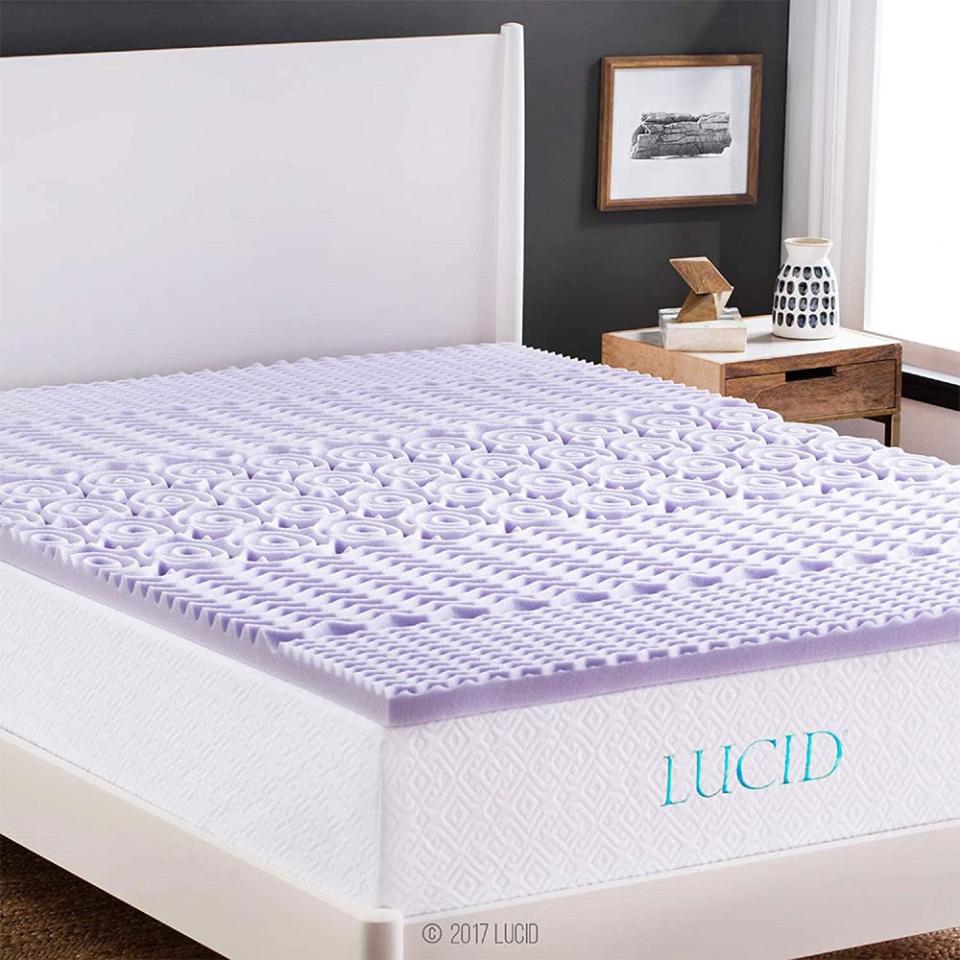 LUCID 2" Five-Zone Lavender Memory Foam Mattress Topper (Queen Size)