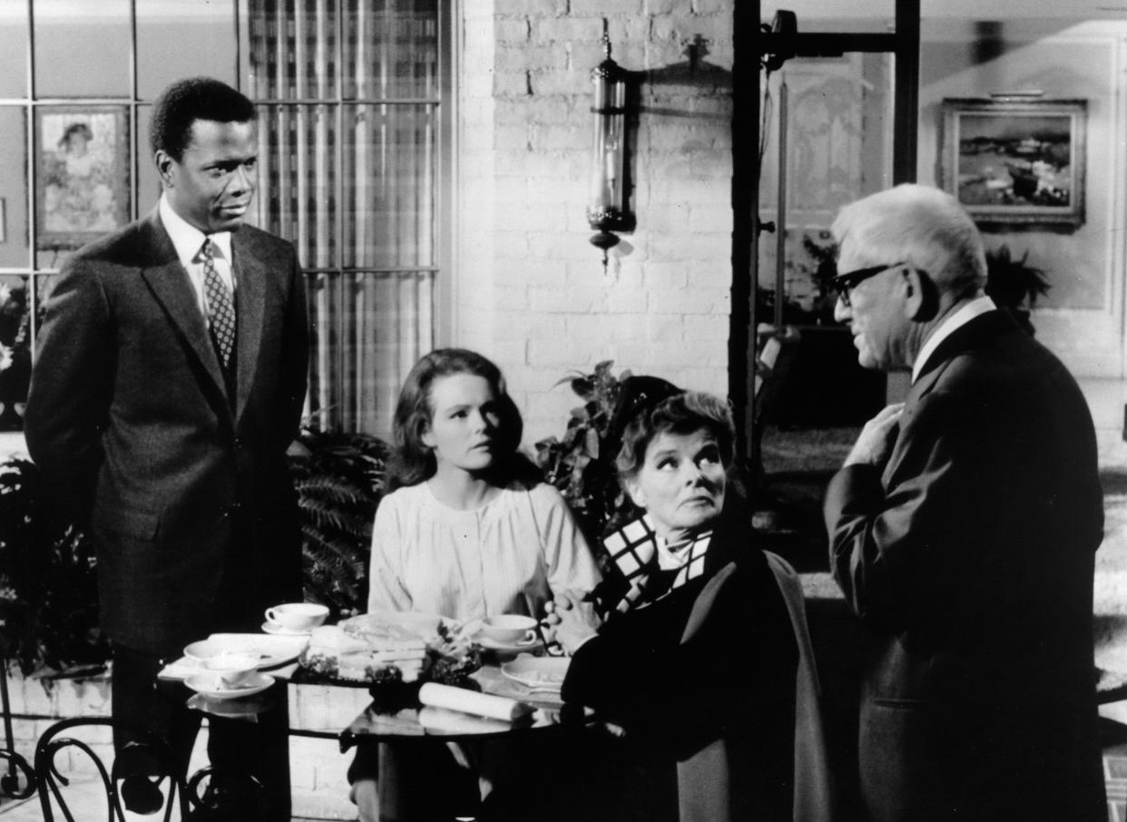 "Guess Who's Coming to Dinner" which gingerly treated the subject of interracial marriage, starred (from left) Sidney Poitier, Katharine Houghton, Katharine Hepburn and Spencer Tracy.