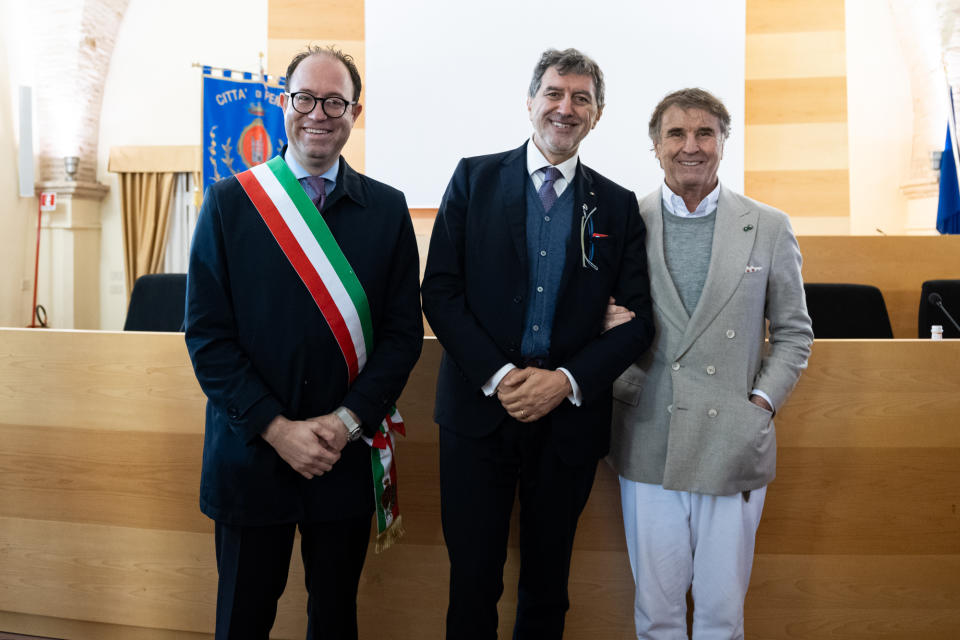 Gilberto Petrucci, Marco Marsilio and <a href="https://wwd.com/home-design/shop-home/italian-e-tailer-giglio-com-launches-home-1235912913/" rel="nofollow noopener" target="_blank" data-ylk="slk:Brunello Cucinelli;elm:context_link;itc:0;sec:content-canvas" class="link ">Brunello Cucinelli</a>.