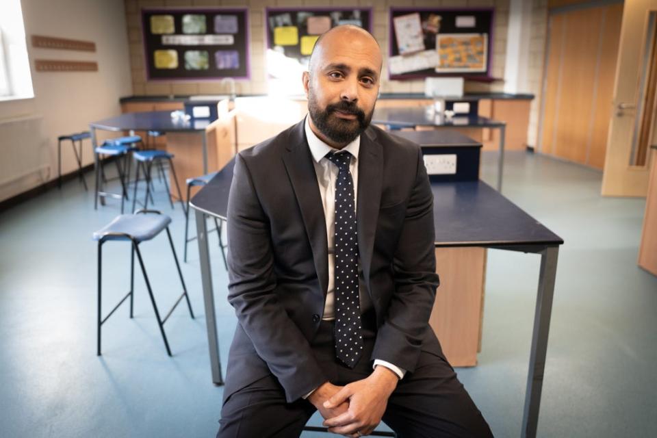 Headteacher Saqib Chaudhri at Oasis Academy in Croydon, south London (Stefan Rousseau/PA) (PA Wire)