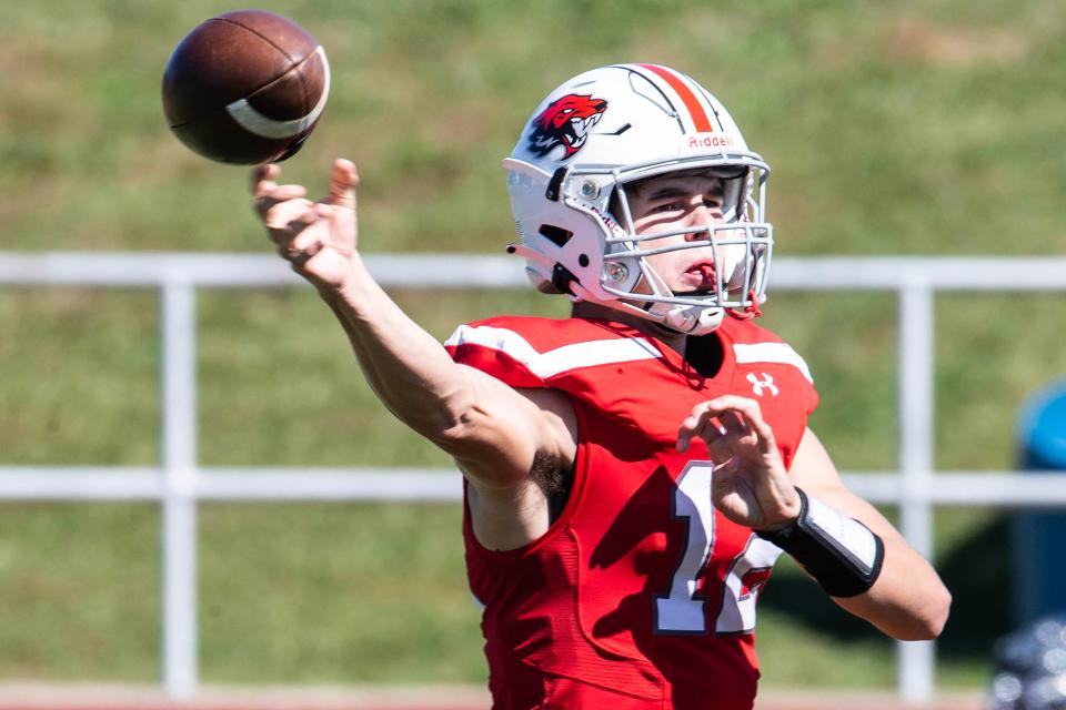 Gabe Welsh, shown here earlier this season, passed for four touchdowns in a win over St. Andrew's on Saturday.