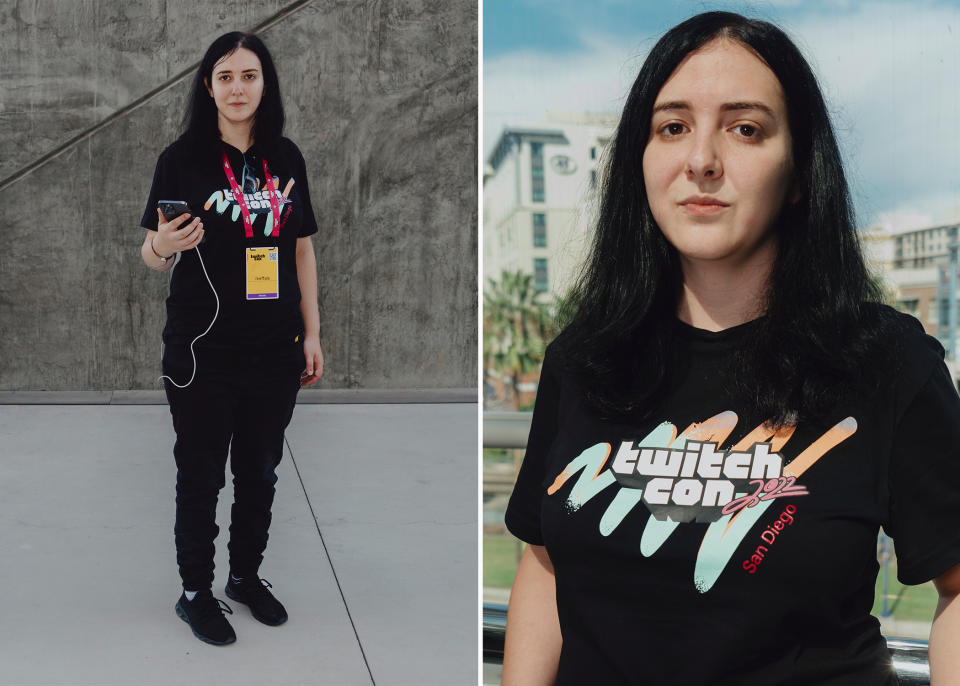 Sorrenti during her livestream at TwitchCon. (NBC News)