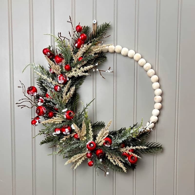 Modern Winter Hoop Wreath