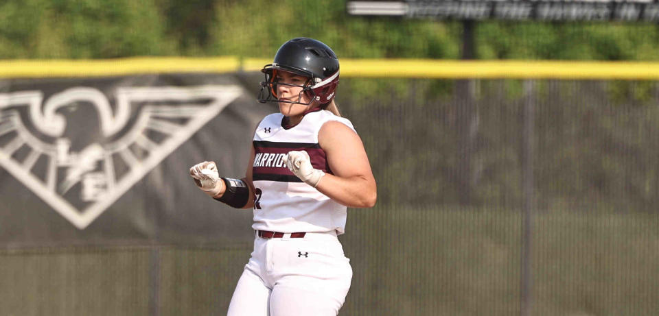 Lebanon sophomore outfielder Ella Teubner went 2-for-4 with an RBI double in the Warriors' 4-3 win over Miamisburg in the Division I regional semifinals on Wednesday, May 24, 2023.