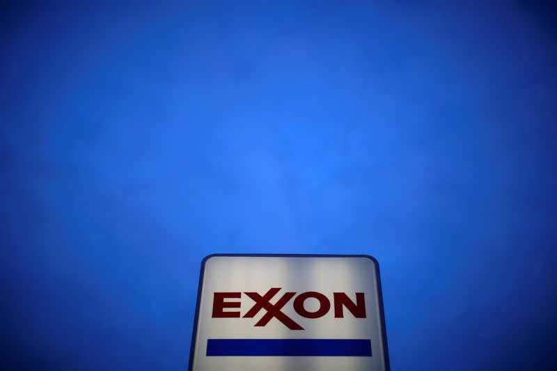FILE PHOTO: FILE PHOTO:An Exxon sign is seen at a gas station in the Chicago suburb of Norridge