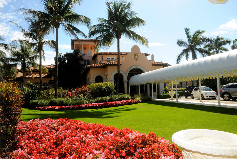 View, from the lawn, of the entrance to the ballroom on the Mar-a-Lago estate, Palm Beach, Florida. (Photo: Davidoff Studios Photography via Getty Images)