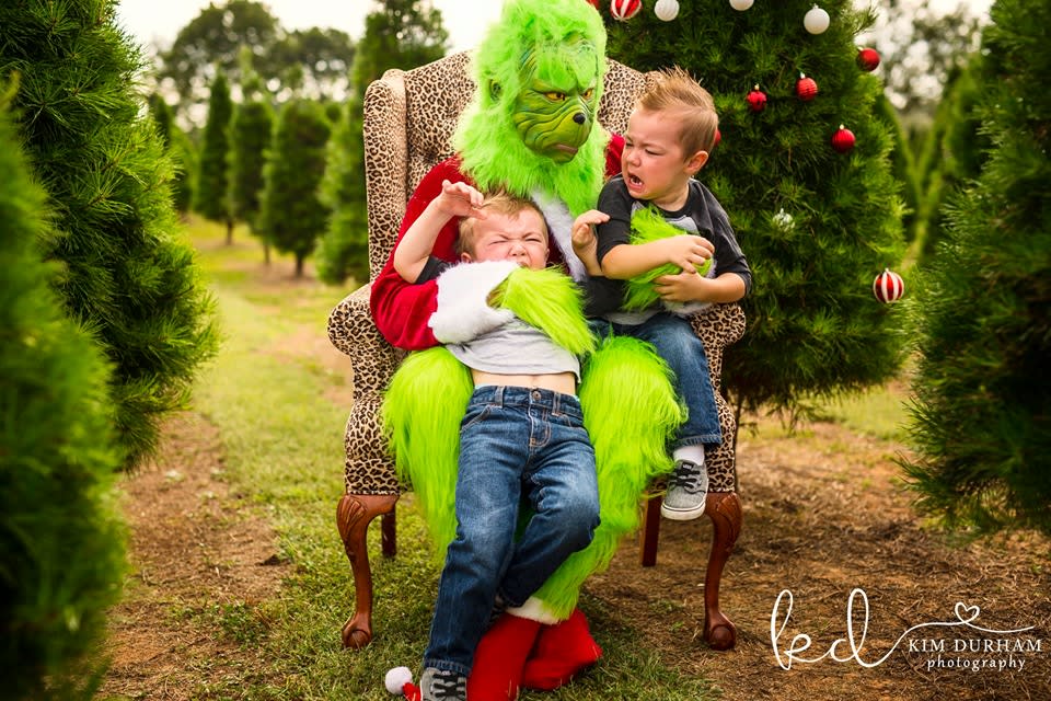 Twins with the Grinch | Kim Durham Photography