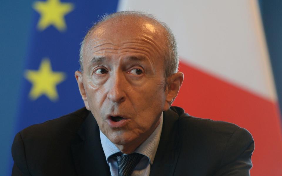 French Interior Minister Gerard Collomb speaks during a press conference in the French northern city of Calais - Credit:  DENIS CHARLET/AFP