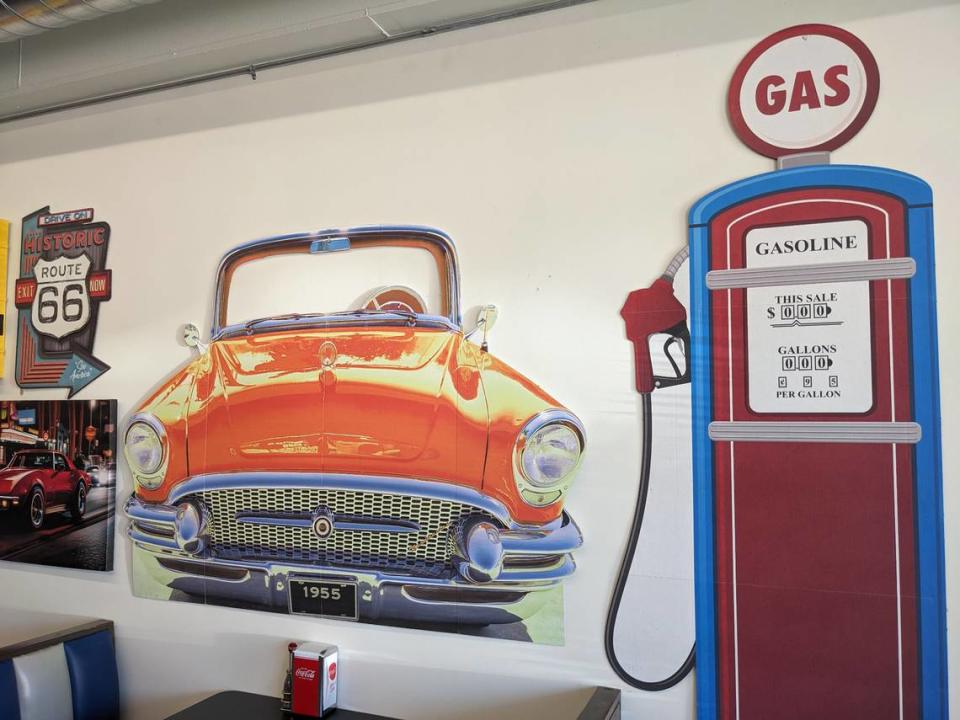 Some of the car-themed signage at The Sugar Shack Café