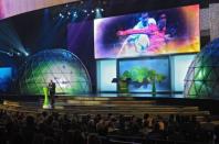 FIFA's president Joseph Blatter delivers a welcome speech during the Preliminary Draw for the 2014 FIFA World Cup Brazil. Defending champions Spain were drawn against 1998 winners France in World Cup 2014 qualifying on Saturday in the biggest match-up of the tournament