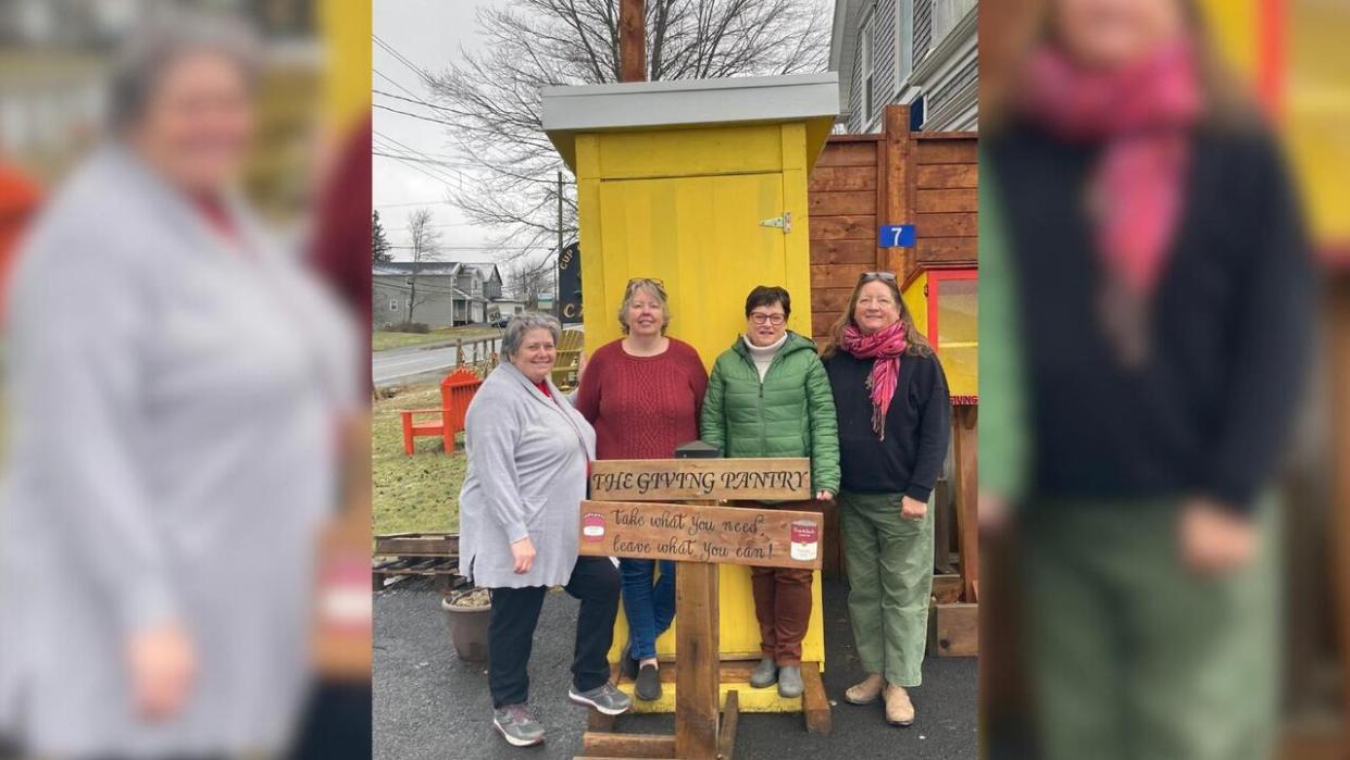 Kate MacKeigan, Pam McNeil, Cathy MacDonald and Sara Wood manage The Giving Pantry in Elmsdale, N.S.  (The Giving Pantry/Facebook - image credit)