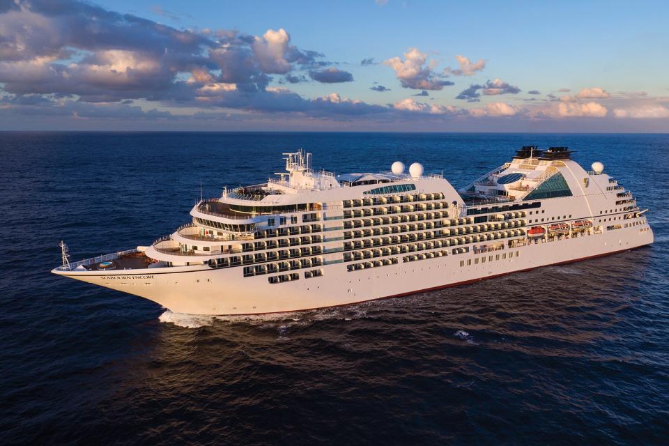 The Seabourn Encore at sea Departure from Venice