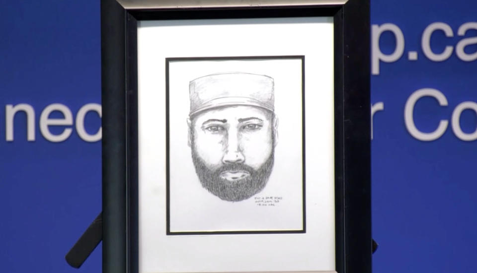 Police released a composite of a man with a beard who they would like to speak to in relation to the deaths. Source: CTV