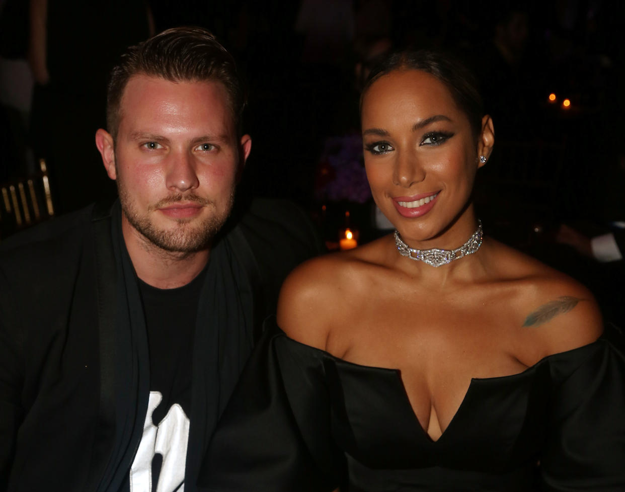 NEW YORK, NY - JULY 31:  Dennis Jauch and girlfriend Leona Lewis pose at The Opening Night of the Revival of "Cats" on Broadway at The Neil Simon Theatre on July 31, 2016 in New York City  (Photo by Bruce Glikas/Bruce Glikas/FilmMagic)