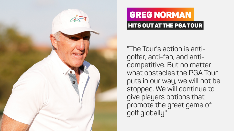 Greg Norman is unhappy with the PGA Tour