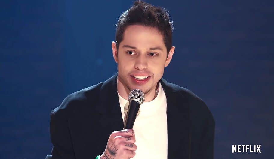 <strong>"Uh, I don’t like that she talked all this s— on behalf of my d—. I thought that was super weird. She was like, 'Yeah, it didn’t work out, but like, nice d—!' "</strong> — Pete Davidson, joking about ex Ariana Grande's public suggestions about <a href="https://people.com/tv/pete-davidson-skewers-ariana-grande-netflix-special/" rel="nofollow noopener" target="_blank" data-ylk="slk:the size of his penis;elm:context_link;itc:0;sec:content-canvas" class="link ">the size of his penis</a>, in his Netflix special <em>Alive From New York</em>