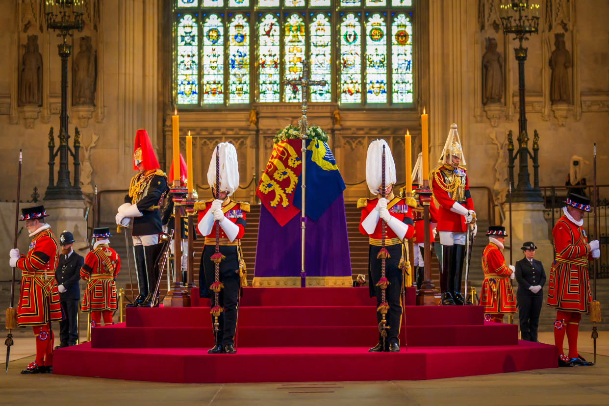 The Coffin Carrying Queen Elizabeth II Is Transferred From Buckingham Palace To The Palace Of Westminster