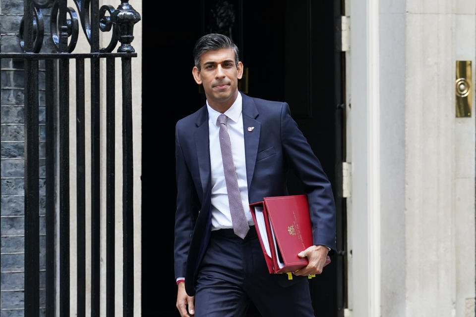 Prime Minister Rishi Sunak departs 10 Downing Street, Westminster, London, to attend Prime Minister's Questions at the Houses of Parliament. Picture date: Wednesday November 9, 2022.