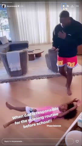 <p>Patricia Schlein/Star Max/GC; Dwyane Wade / Instagram</p> Dwyane Wade posts sweet videos on his Instagram Story of himself and daughter Kaavia, 4, dancing