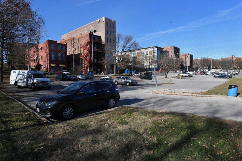 A parking lot near Fifth and Main Street in the River Market area is the planned location for the City Harvest apartment building which has been delayed due to wrangling with the FAA over the review of the height of the building.