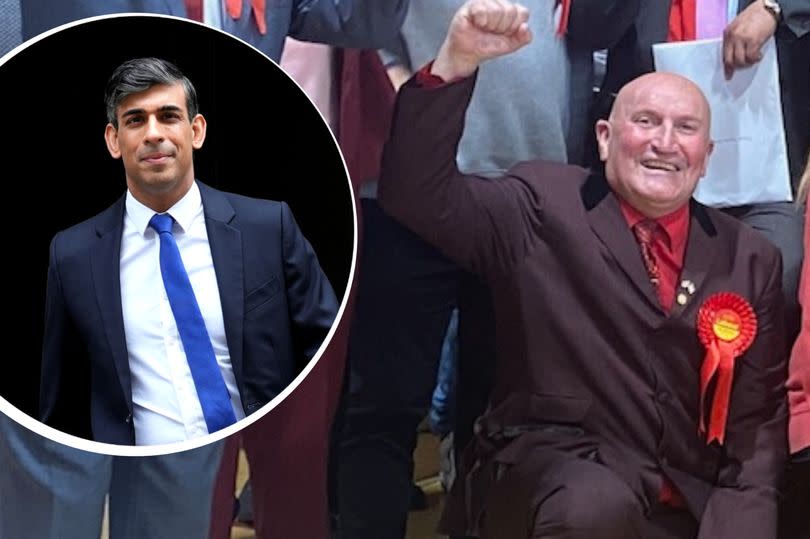 Chris Watkins, Labour group leader and new leader at Nuneaton and Bedworth Borough Council, sent a message to Prime Minister Rishi Sunak after his group's election win -Credit:Left inset: Stefan Rousseau/PA Wire