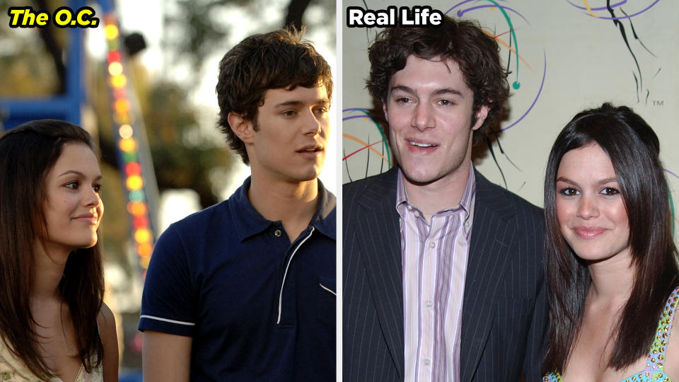 Rachel Bilson and Adam Brody in The O.C and as a real-life couple