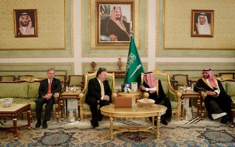 Mr Trump dispatched Mr Pompeo to Riyadh for what the State Department described as "face to face meetings with the Saudi leadership" - Credit: LEAH MILLIS/REUTERS