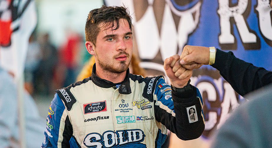 Mason Diaz, driver of the #24 Solid Rock Carriers Toyota, during Championship Weekend for the NASCAR Advance Auto Parts Weekly Series at Southern National Motorsports Park in Kenly, North Carolina on October18, 2020. (Jacob Kupferman/NASCAR)