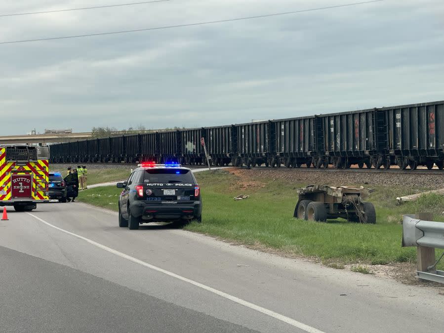 18-wheeler, train collide in Hutto Wednesday morning (Hutto Police Department photo)