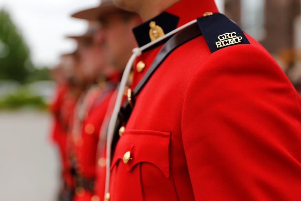 Royal Canadian Mounted Police (RCMP) cadets stand at a graduation ceremony at the RCMP Academy, Depot Division in Regina, Saskatchewan, Canada, June 5, 2017.