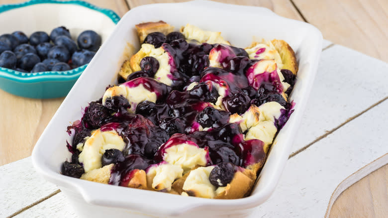 Baked French toast with blueberries